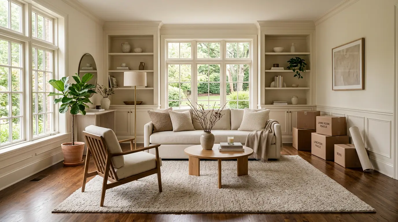 Elegant home interior being prepared for transition